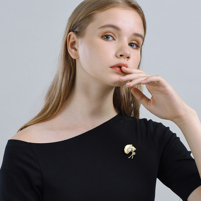 金色銀杏葉胸針-FANYIACC