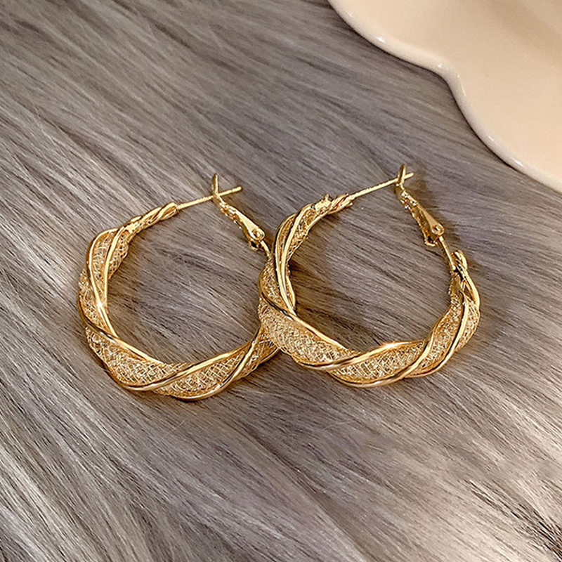 麻花圈圈金色耳環 （Earrings）
