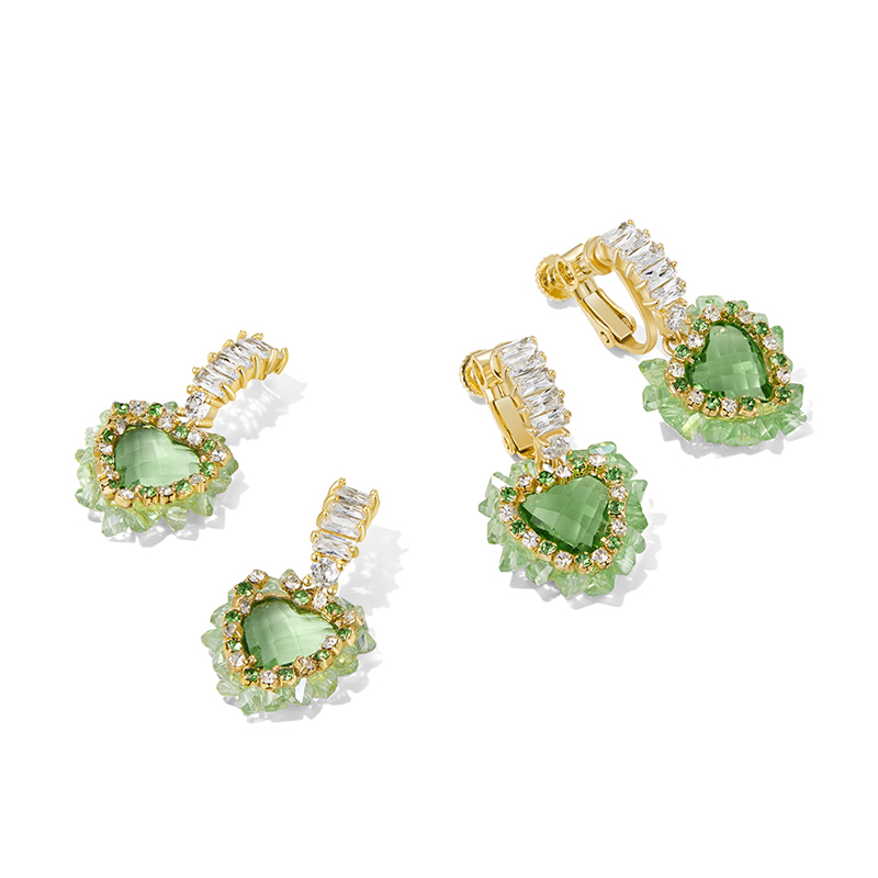 清冷綠色愛心耳環-FANYIACC