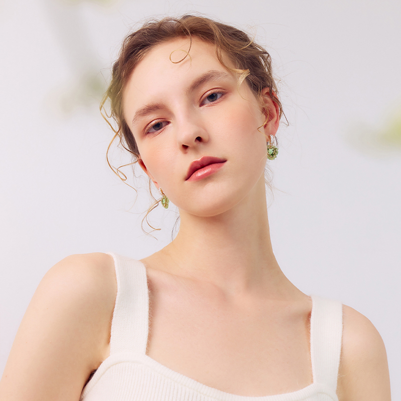 清冷綠色愛心耳環-FANYIACC