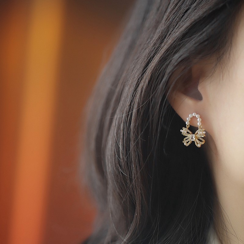 珍珠蝴蝶結耳環 (Earrings)-FANYIACC
