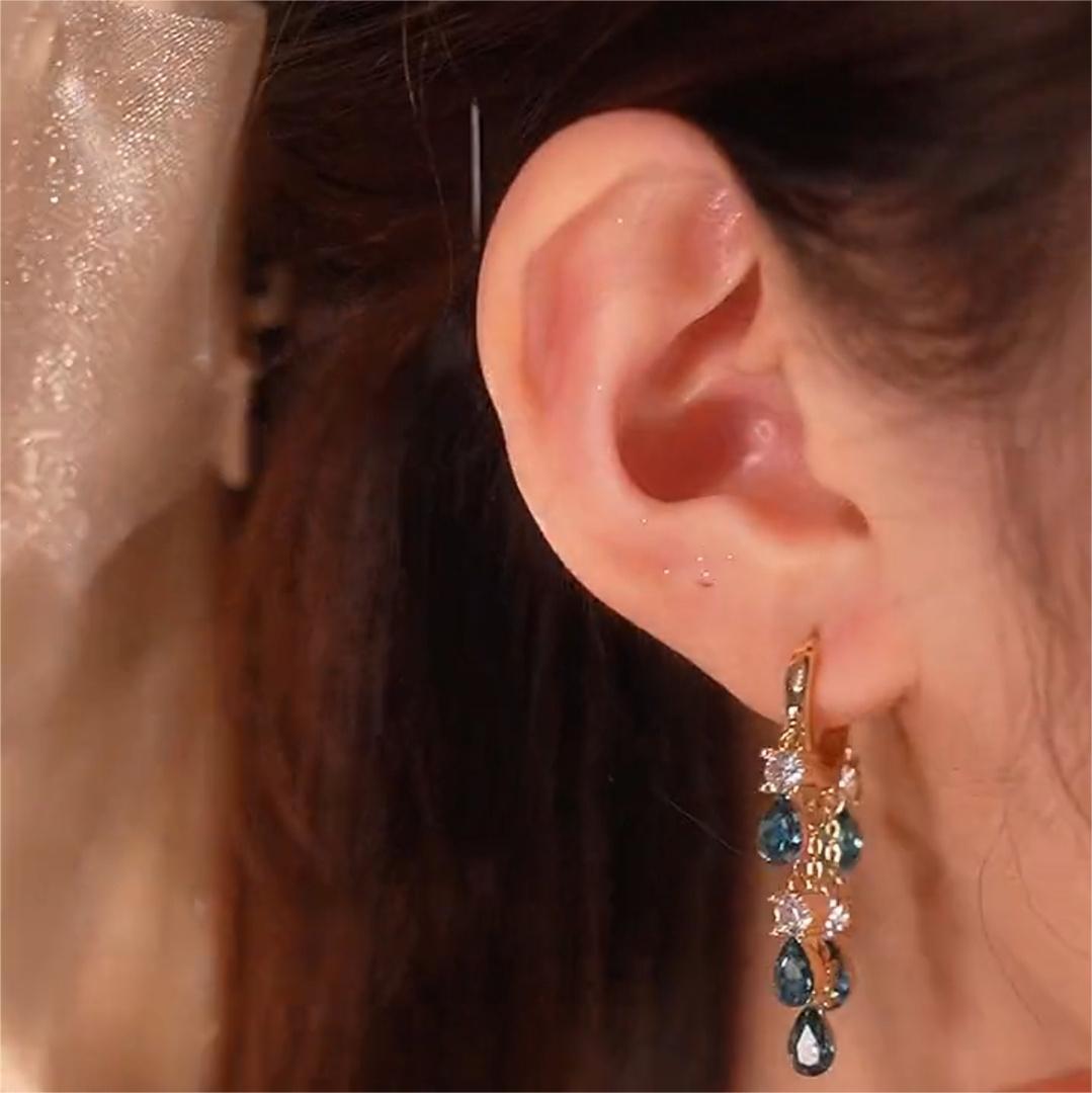 [海的女兒] 藍色眼淚流蘇耳環-FANYIACC