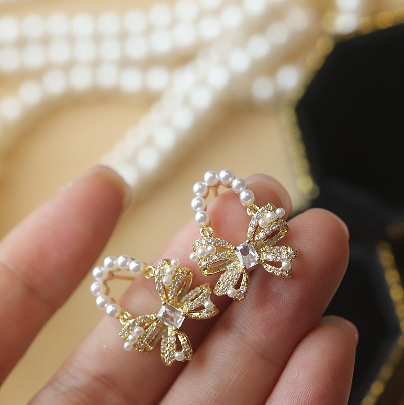 珍珠蝴蝶結耳環 (Earrings)-FANYIACC