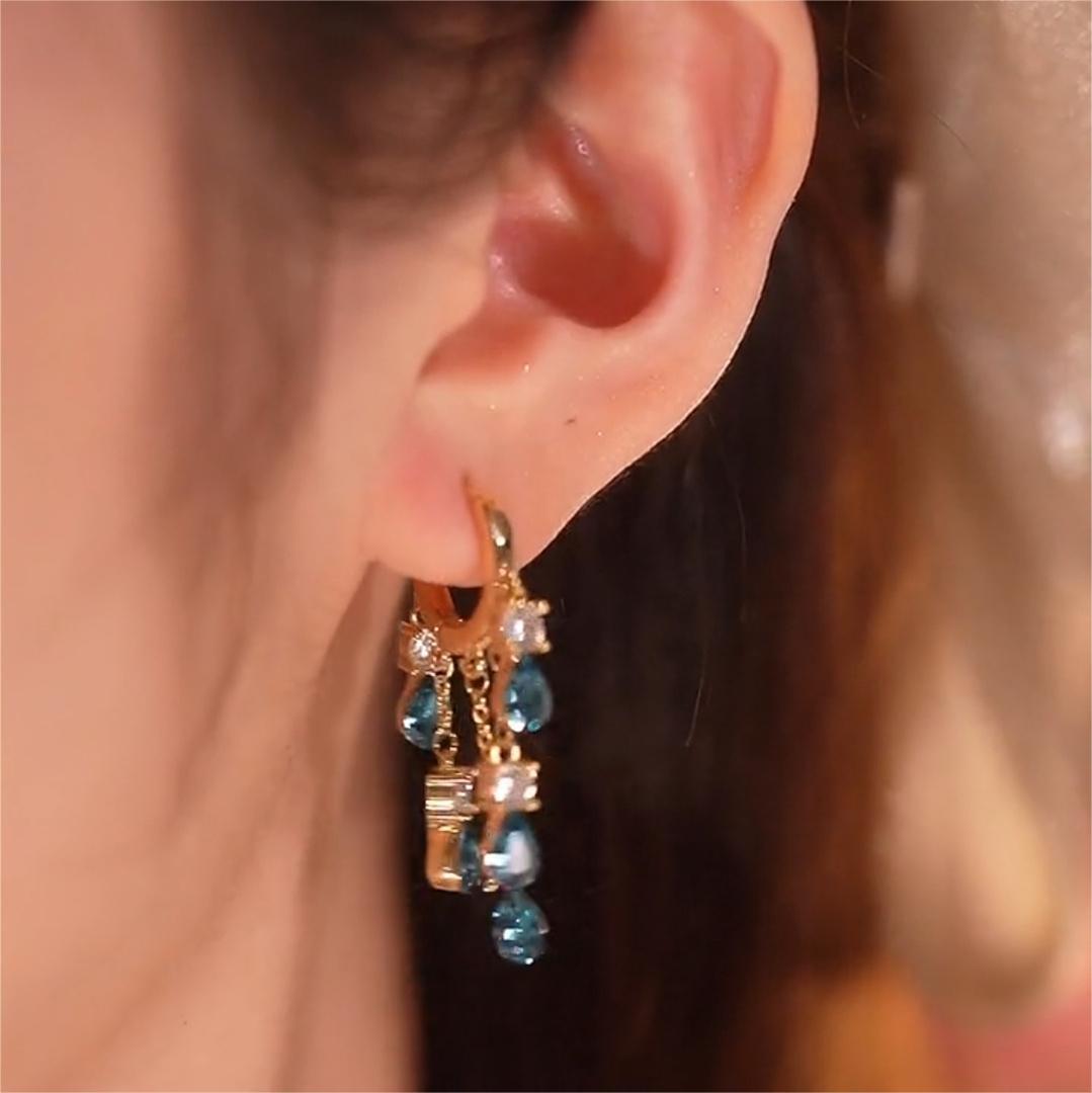 [海的女兒] 藍色眼淚流蘇耳環-FANYIACC