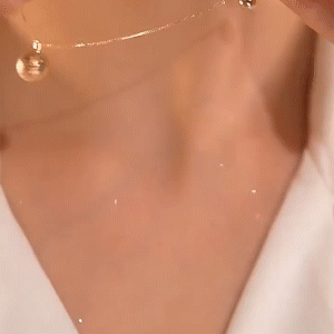 金色磨砂鈦鋼球項錬-FANYIACC