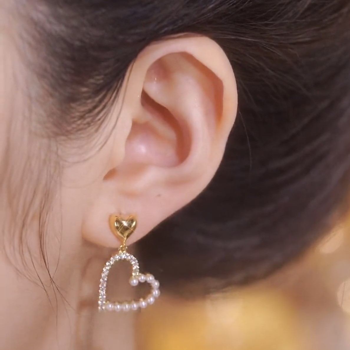 輕奢珍珠愛心耳環-FANYIACC