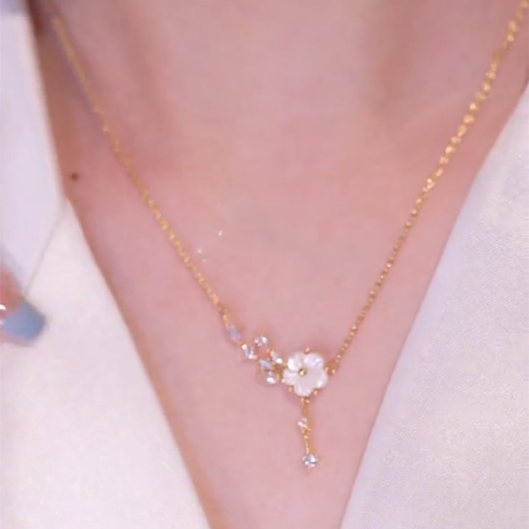 鋯石白色花朵項錬-FANYIACC