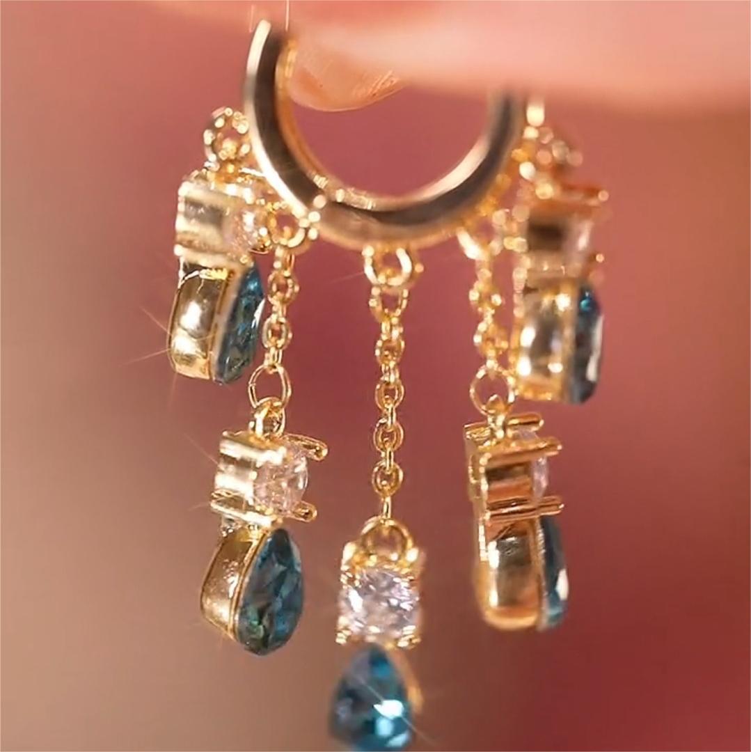 [海的女兒] 藍色眼淚流蘇耳環-FANYIACC