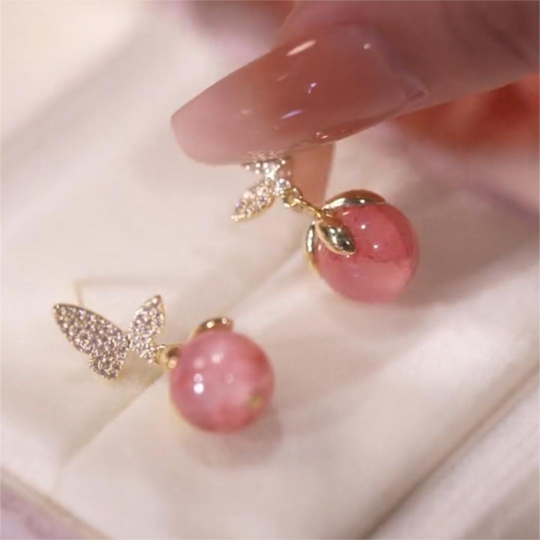 蝶戀花粉色耳環-FANYIACC