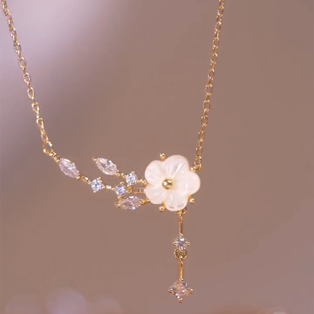 鋯石白色花朵項錬-FANYIACC