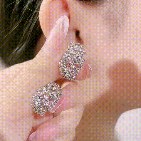 高级感鑽石圈形耳環