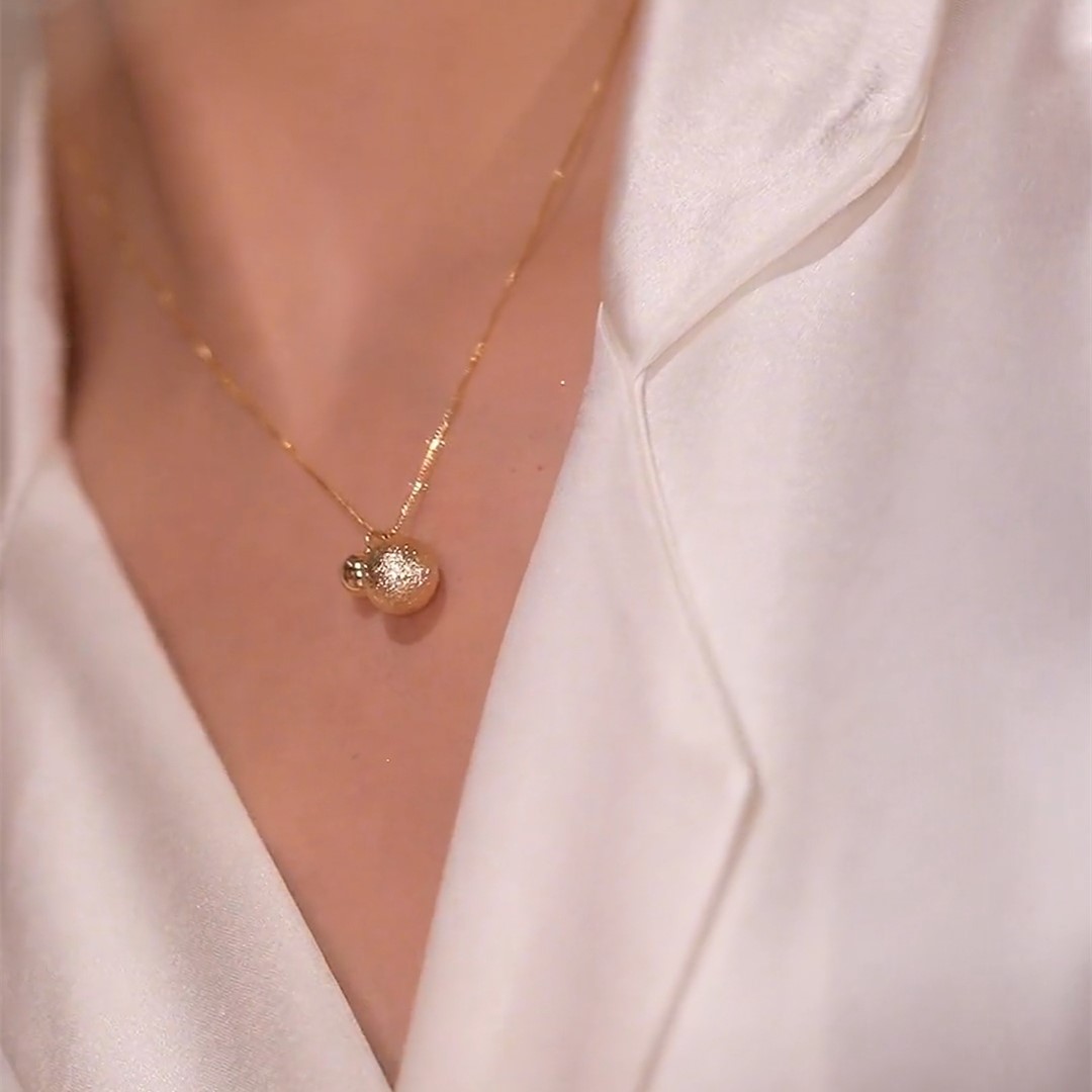 金色磨砂鈦鋼球項錬-FANYIACC