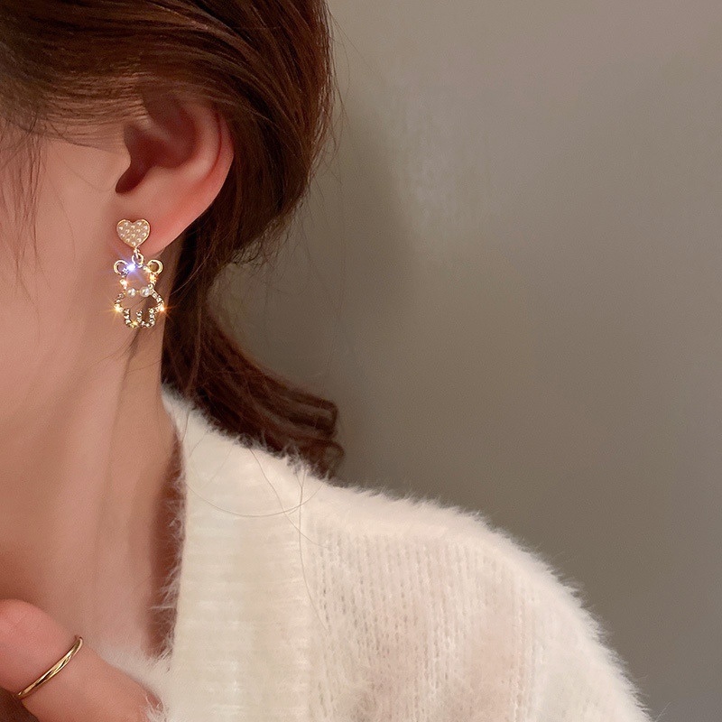 小熊微鑽甜美耳環-FANYIACC