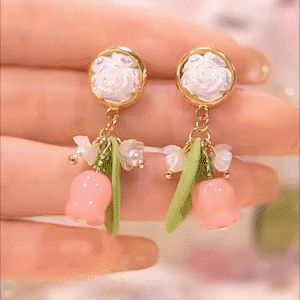 桃之夭夭 粉色花蕊耳環-FANYIACC