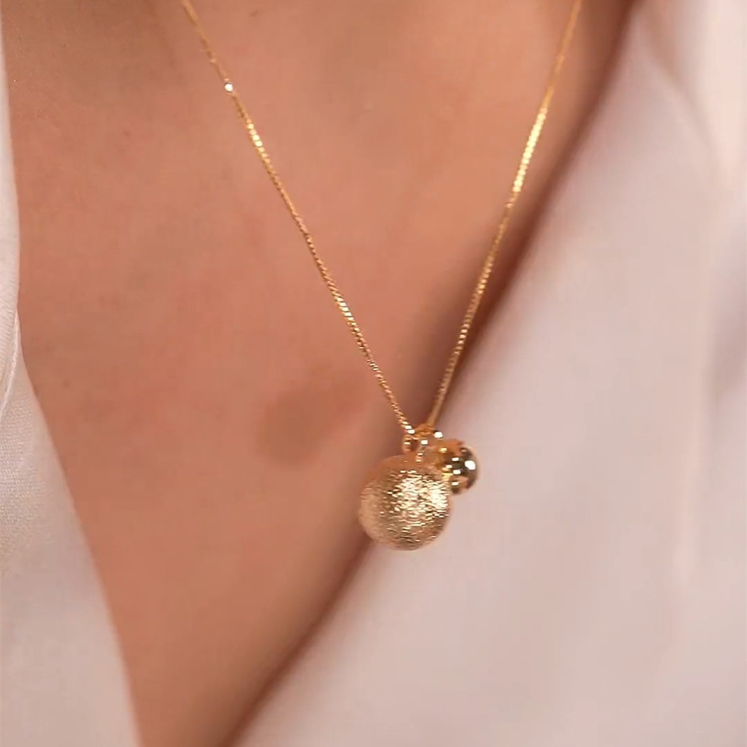 金色磨砂鈦鋼球項錬-FANYIACC