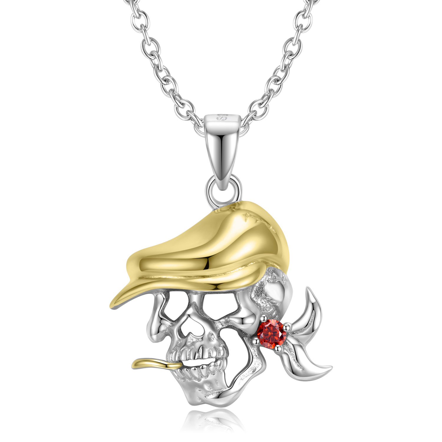 Halloween Skull With Cigarette Necklace-Vigg Jewelry