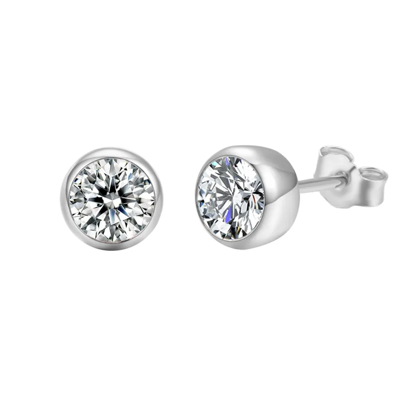 1ct Round Moissanite Stud Earrings in Sterling Silver Spring New Series