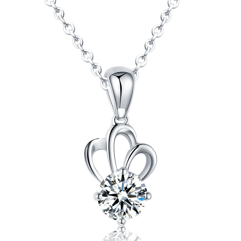 Sirena Moissanite Crown Pendant Necklace-Vigg Jewelry