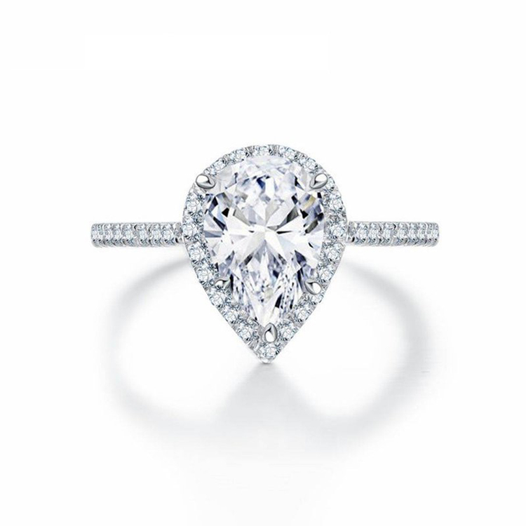 Pear cut Classic Pavé Band Moissanite Ring-Vigg Jewelry