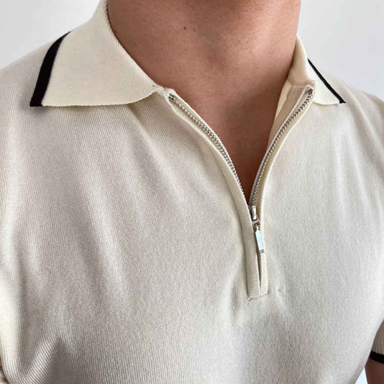 Fashion casual men's zipper polo shirt