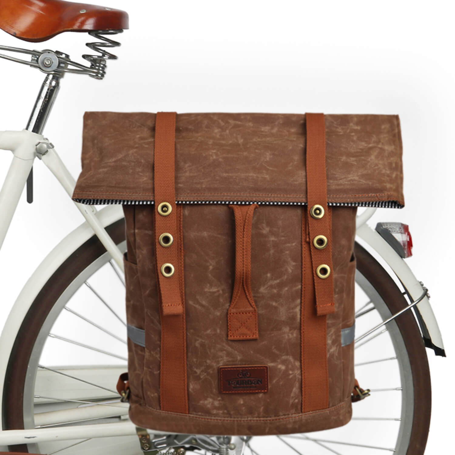 TOURBON Canvas Convertible Backpack Panniers Rear Rack Bag