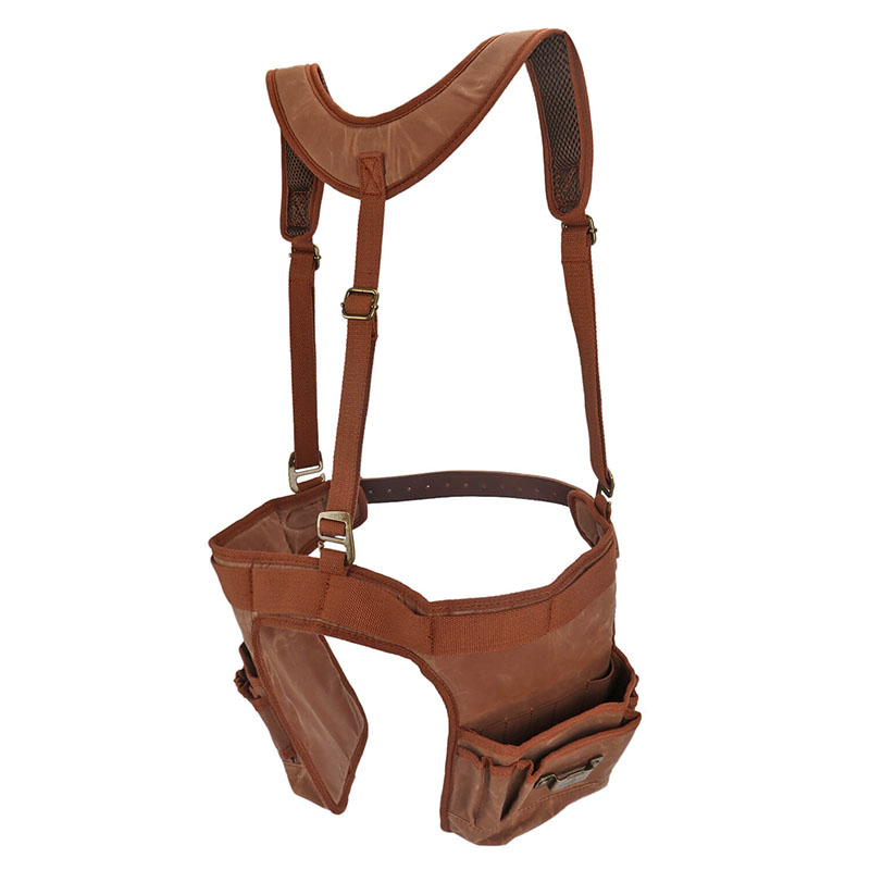 TOURBON Wax Canvas Carpenters Tool Bag Work Apron Belt with Suspenders