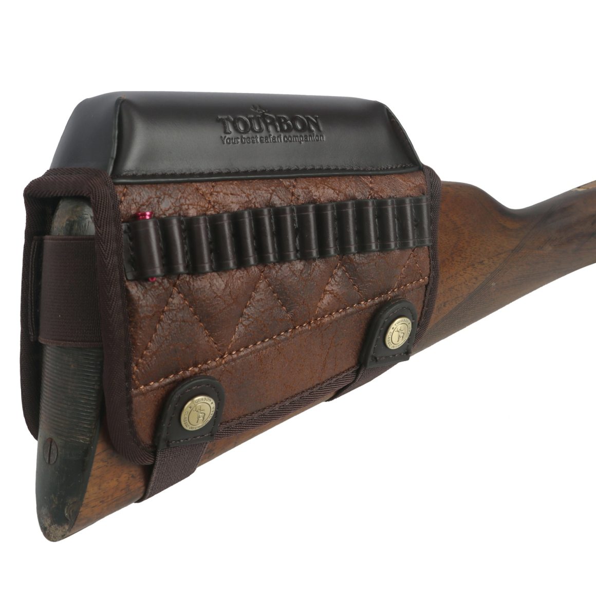 TOURBON Pu Leather Butt stock Cartridge Holder Rifle Cheek Rest Pouch