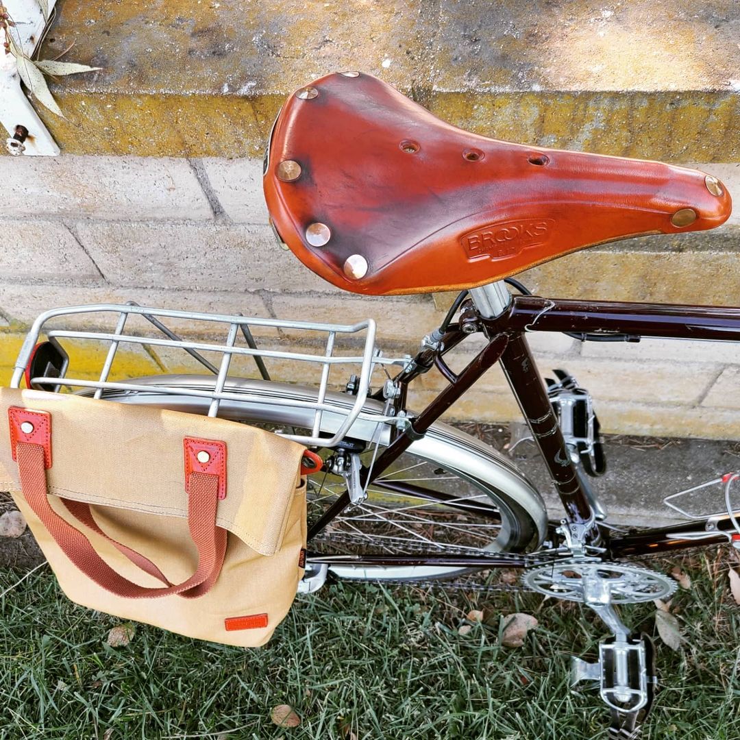 TOURBON Canvas Waterproof Bike Bicycle Rear Pannier Bag Women's Tote Shoulder Bag