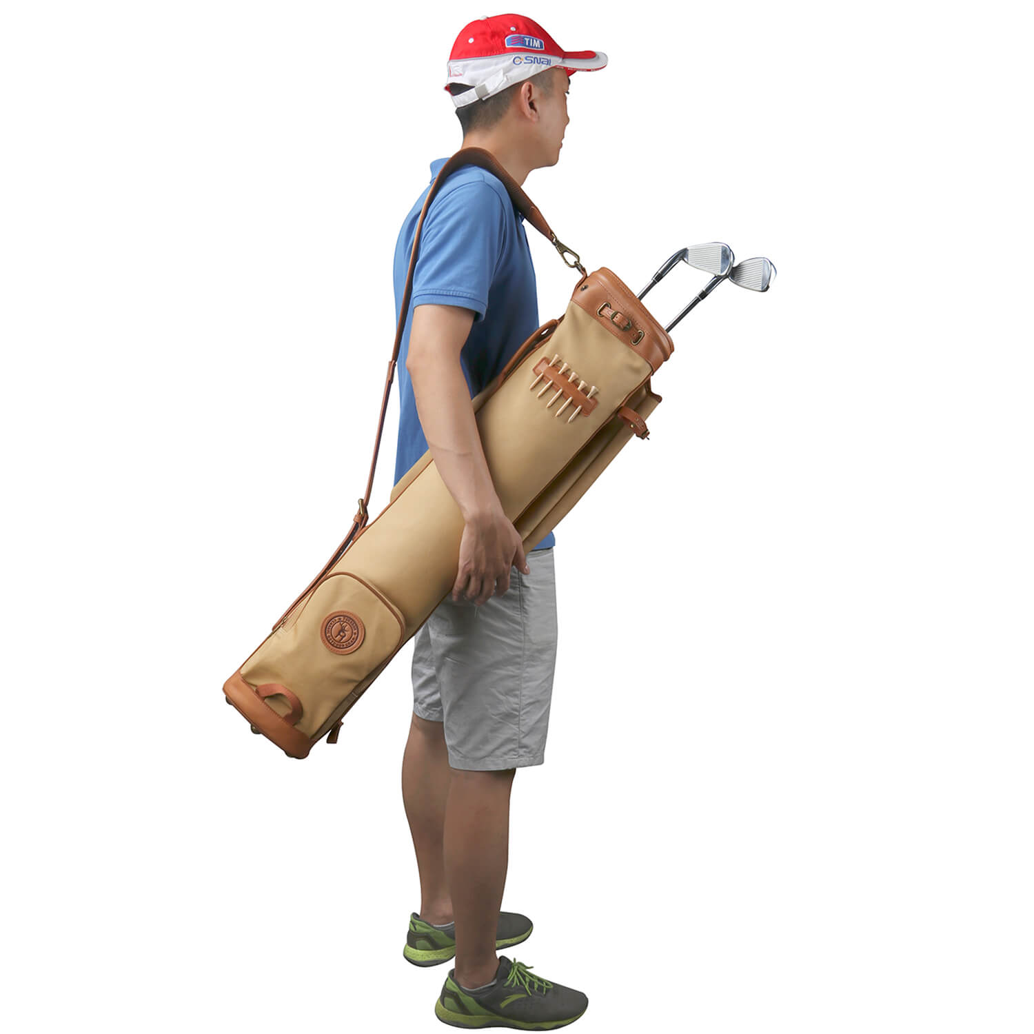 TOURBON Canvas Sunday Golf Bag with Cover