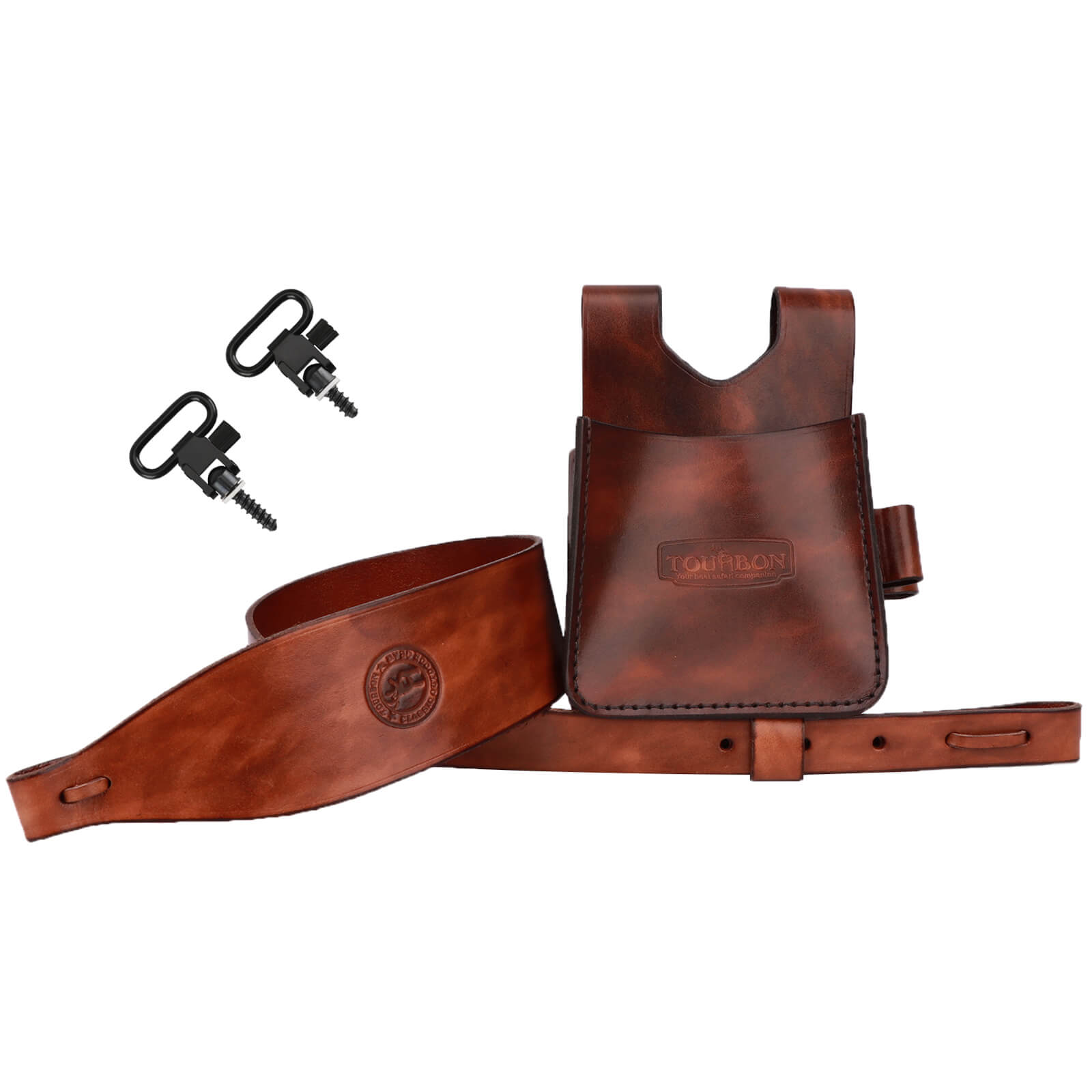 TOURBON Leather Ammo Pouch and Matched Color Rifle Sling