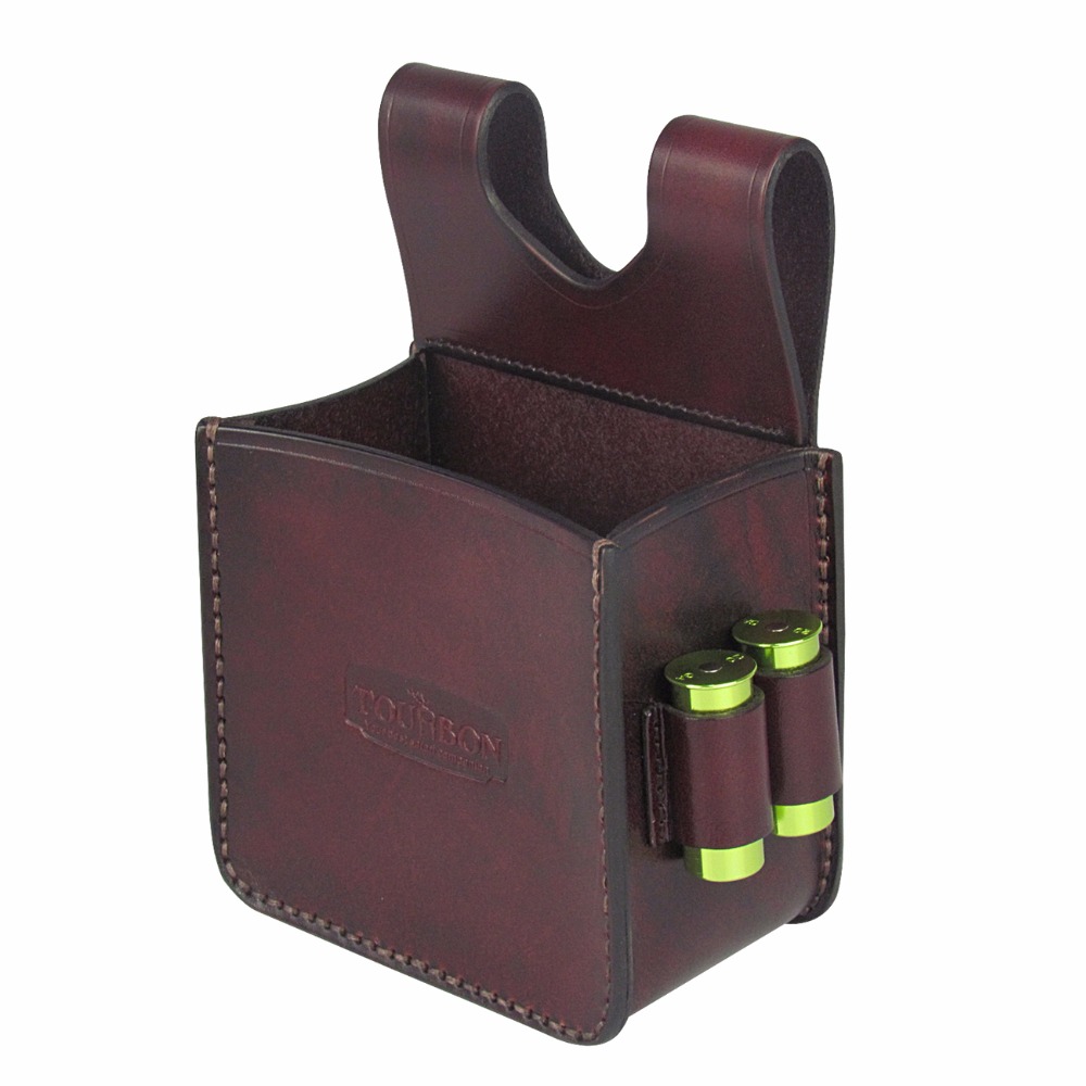 TOURBON Leather Waist Shooting Ammo Bag Shotgun Shell Pouch Holds A