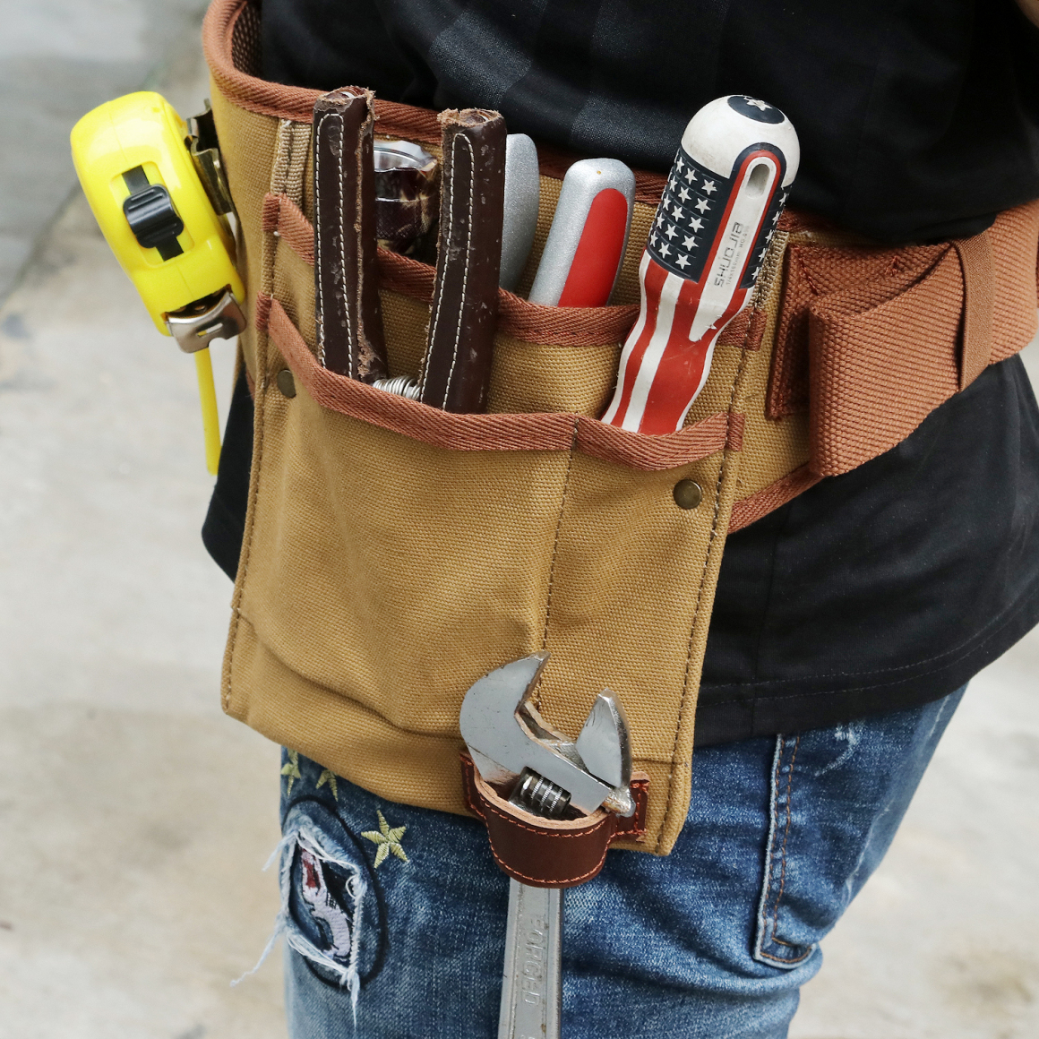 TOURBON Canvas Electrician Tool Belt Pouch Carpenter Construction