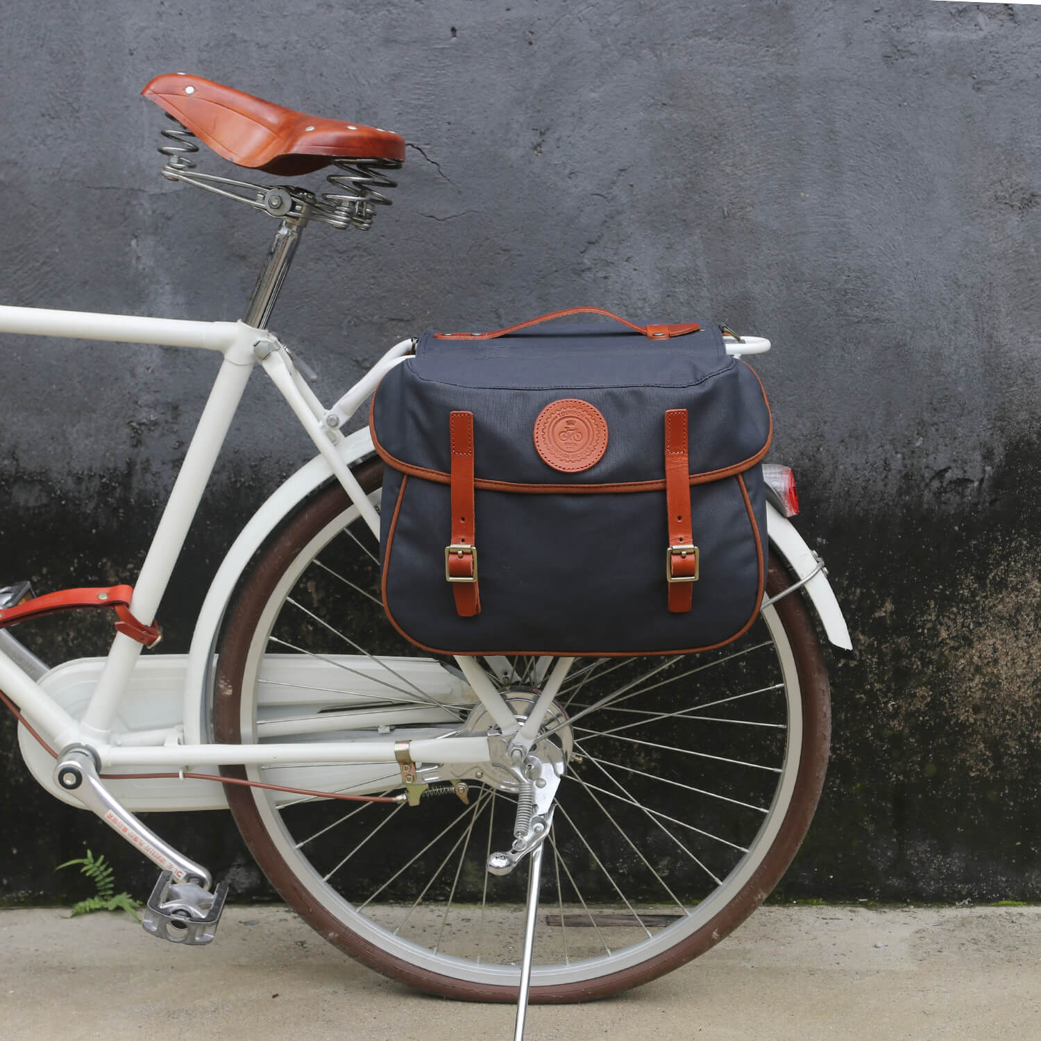 TOURBON Waxed Canvas Rolltop Bike Backpack Bicycle Laptop Rear Pannier School Travel Bag
