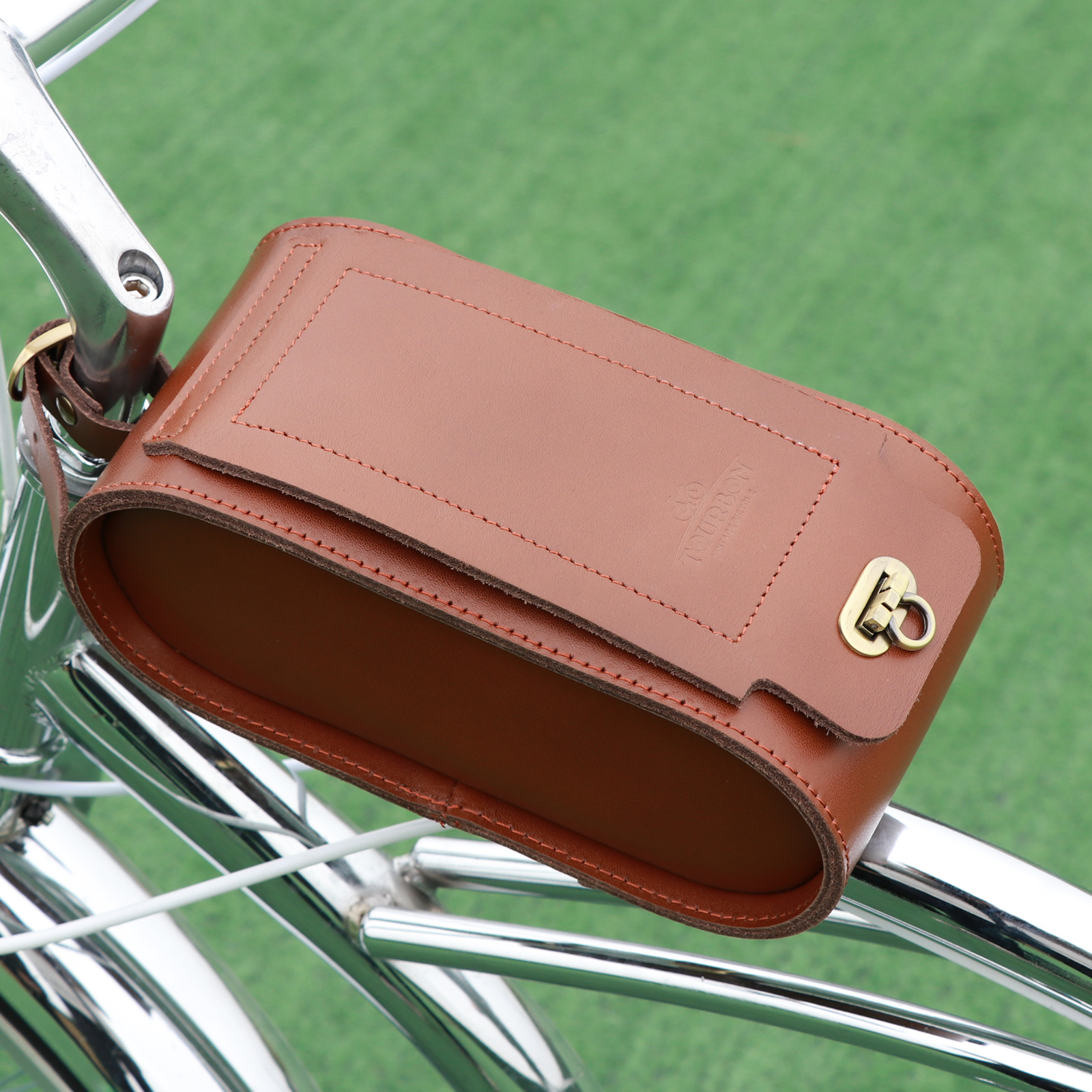 About TOURBON Leather Bike Phone Holder Bicycle Front Tube Cellphone Pouch Video Show