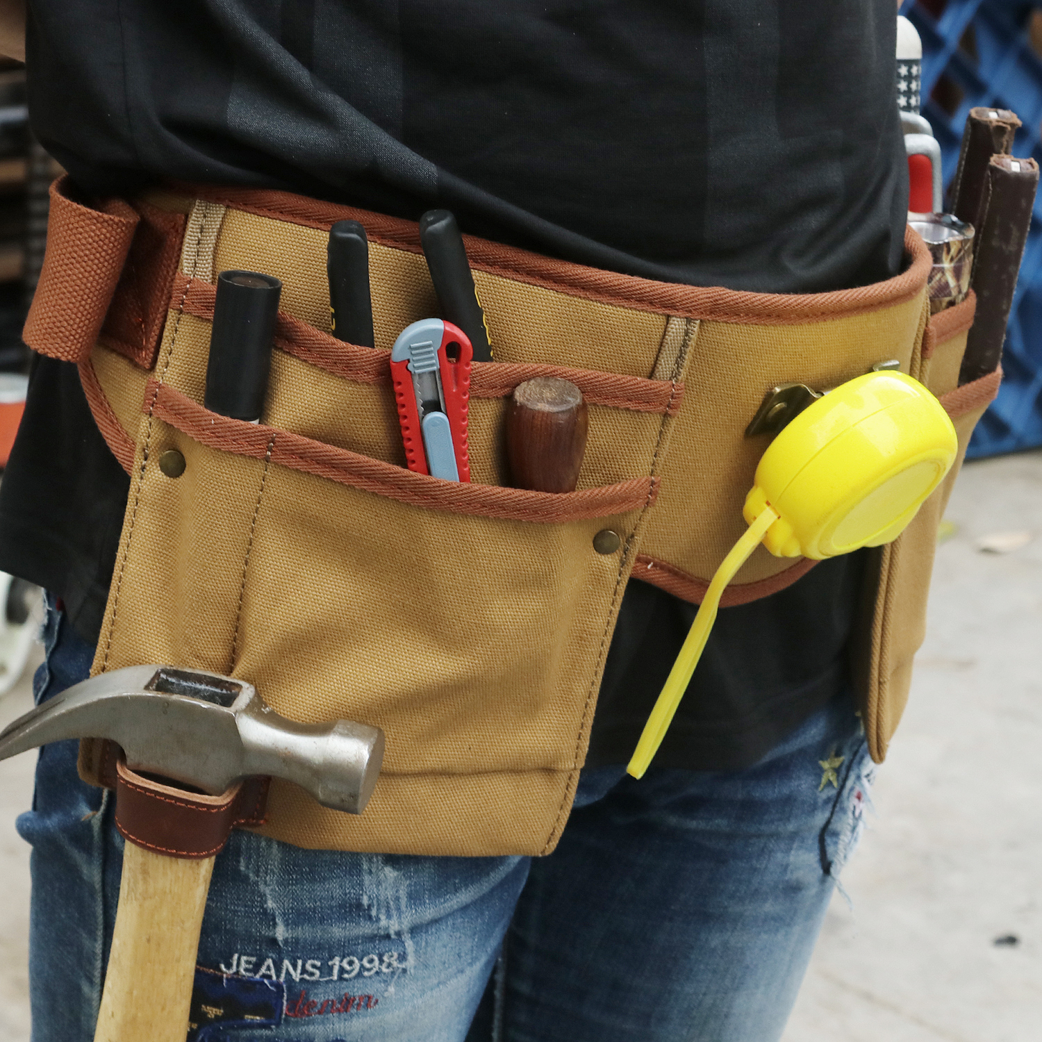 TOURBON Canvas Electrician Tool Belt Pouch Carpenter Construction