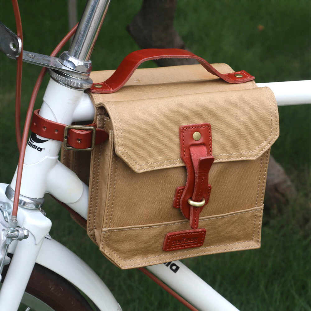 TOURBON Waterproof Canvas Bicycle Bike Front Top Tube Frame Pannier Bag