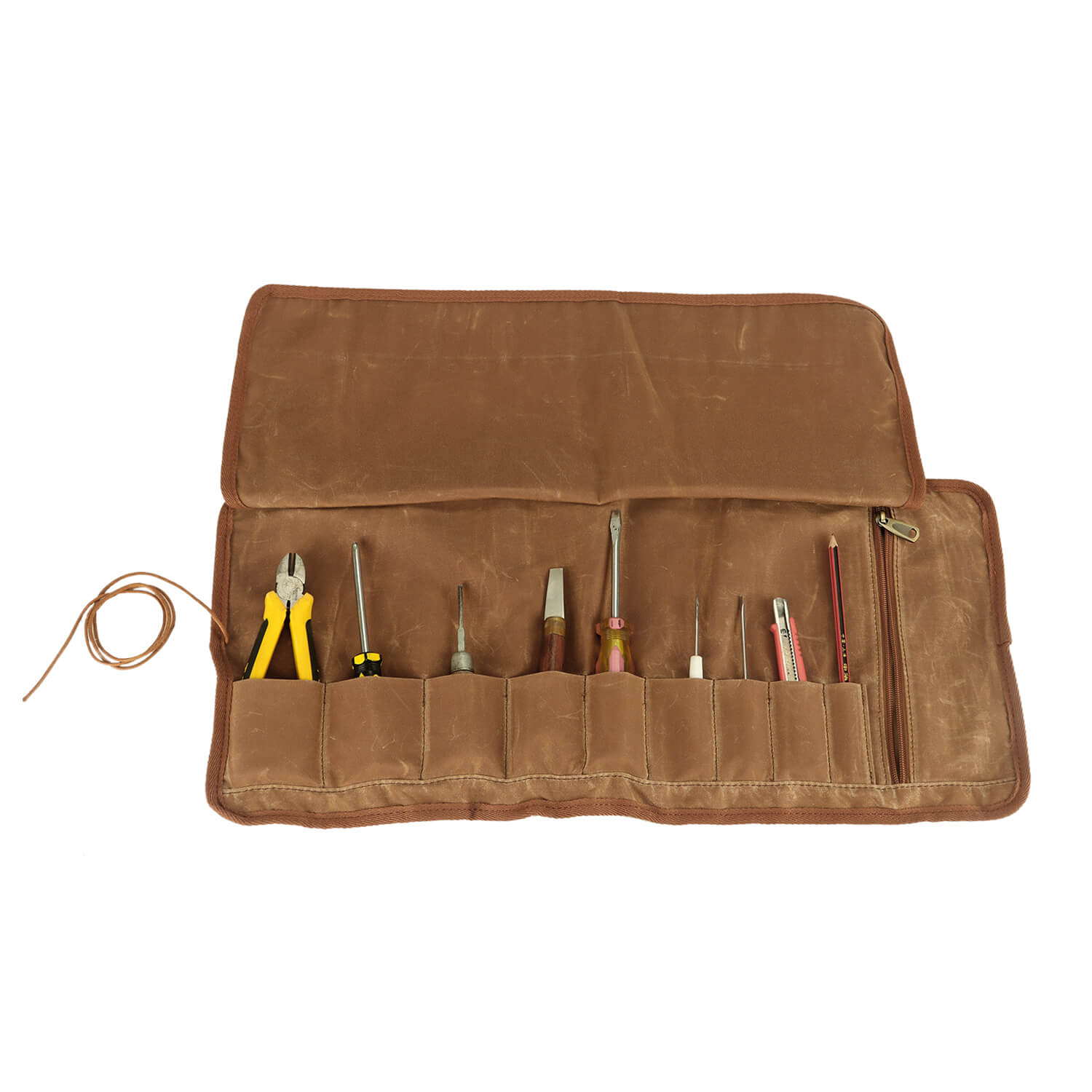 12 POCKET COMPARTMENT CANVAS TOOL ROLL STORAGE WALLET BAG Spanners Screwdriver 