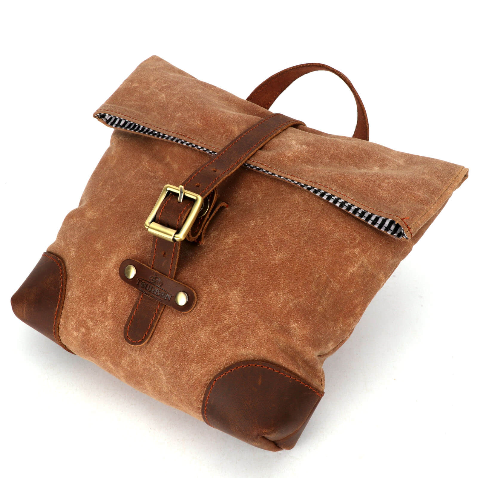 TOURBON Waxed Canvas Bike Handlebar Pannier Lunch Tote Bag