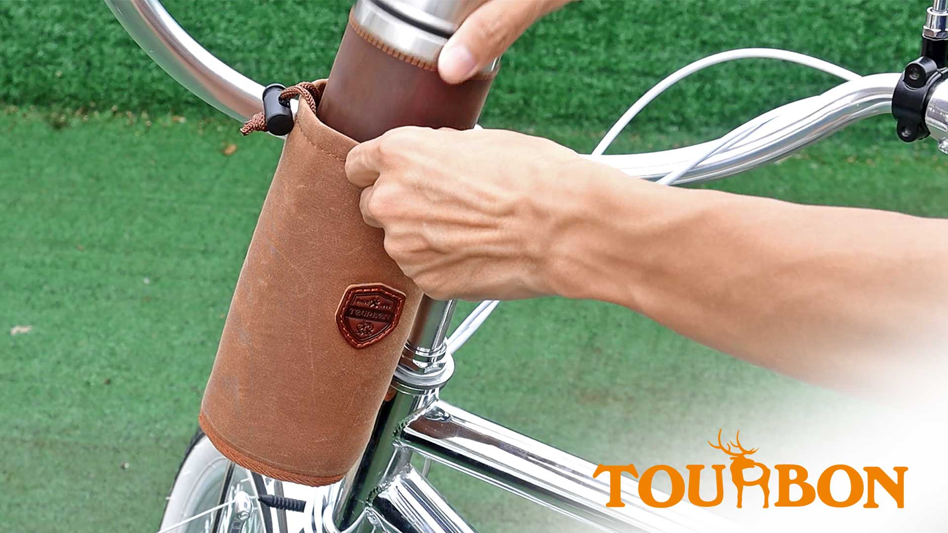 About TOURBON Bike Water Bottle Drink Cup Holder - Canvas and Leather Video Show