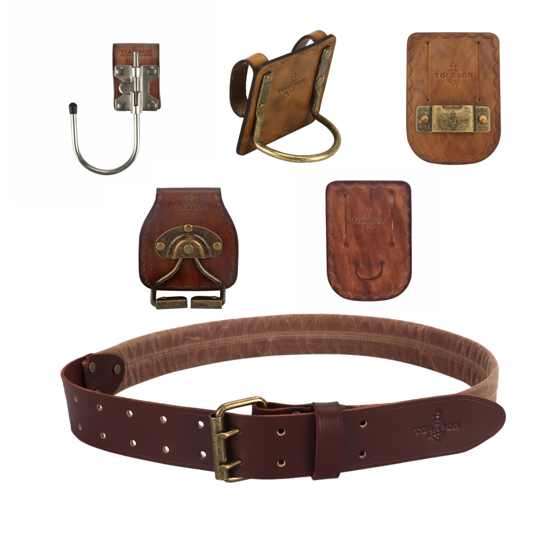 TOURBON Adjustable Tool Belt Hanging Hooks Hammer Hatchet Holder Tape