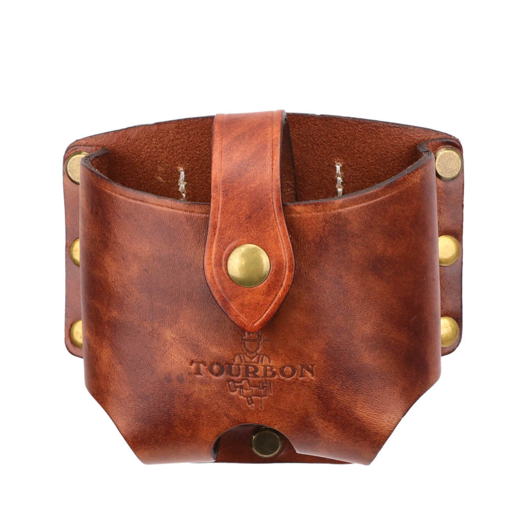 TOURBON Leather Tape Measure Holder Belt Clip Tool Pouch Brown