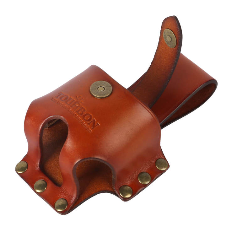 TOURBON Genuine Leather Tape Measure Holder Tool Holster Pouch Brown