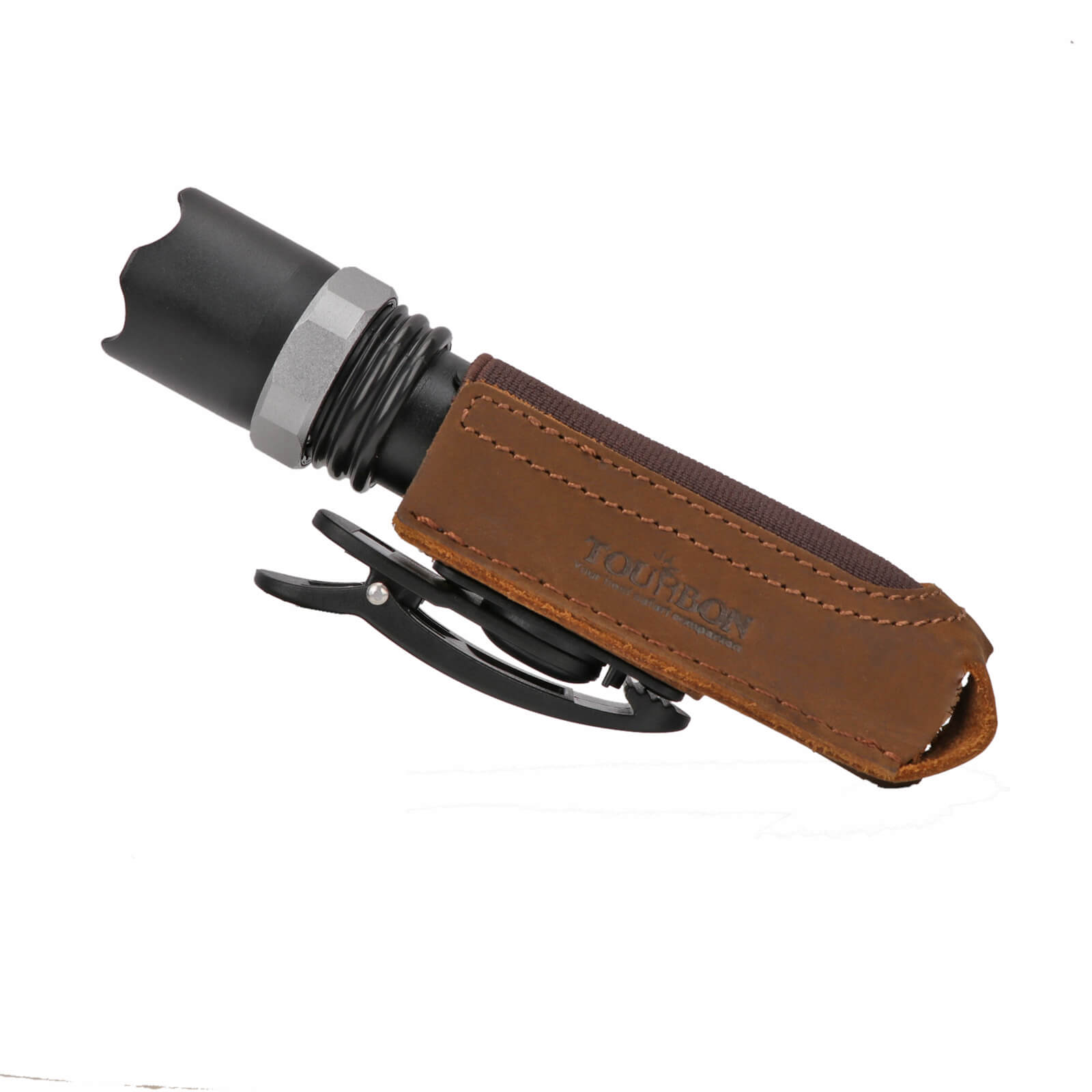 Tourbon Rotating Leather Flashlight Holster Tool Holder Elastic with Heavy Duty Clip for Belt-TOURBONSTORE