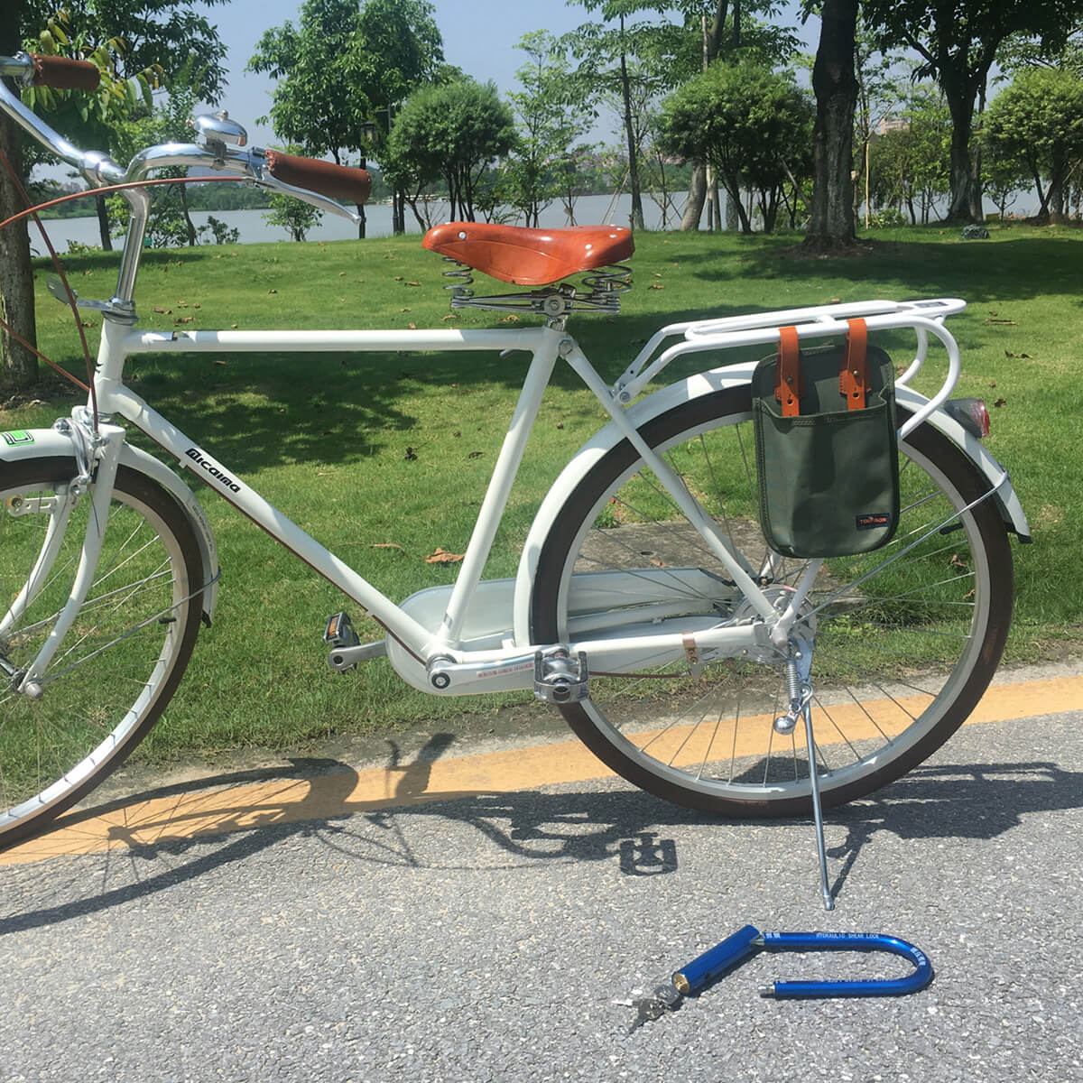 About TOURBON Canvas & Leather Bicycle U-Lock Tote Holster Bag  People Also Ask