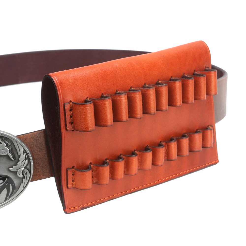 TOURBON Leather Rifle Shell Holder 10 Round Belt Ammo Carrier (Can Hold