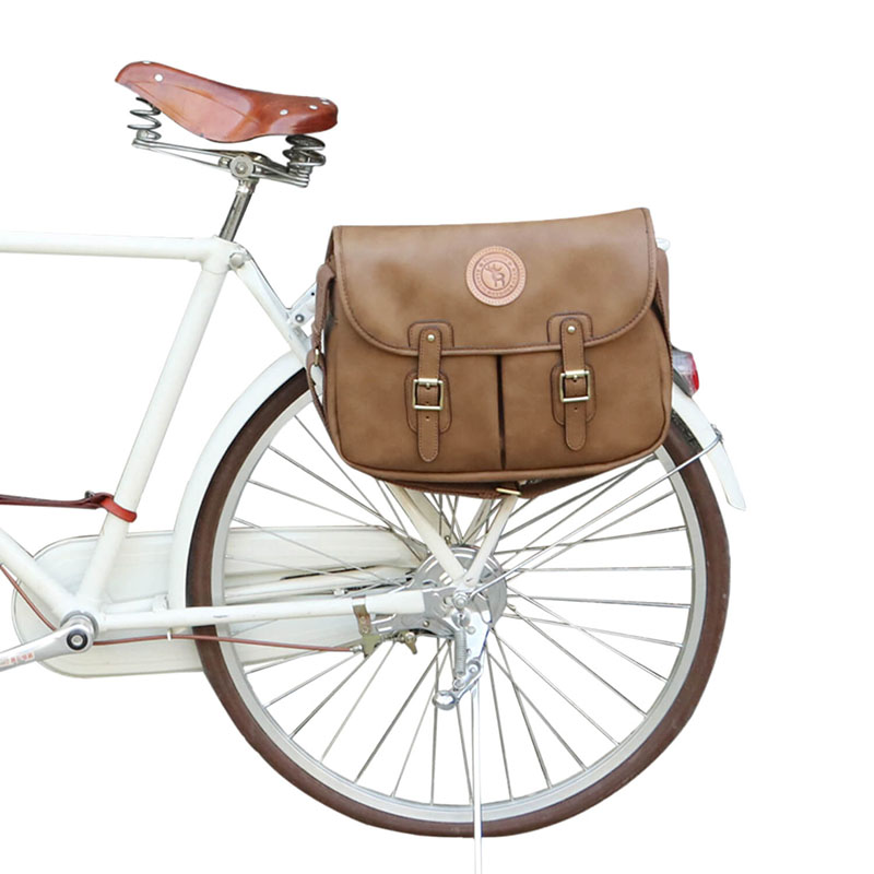 Bicycle Rear Seat Bag  Black Brown Vintage Leather Pannier Bike Saddle Tail Bag 