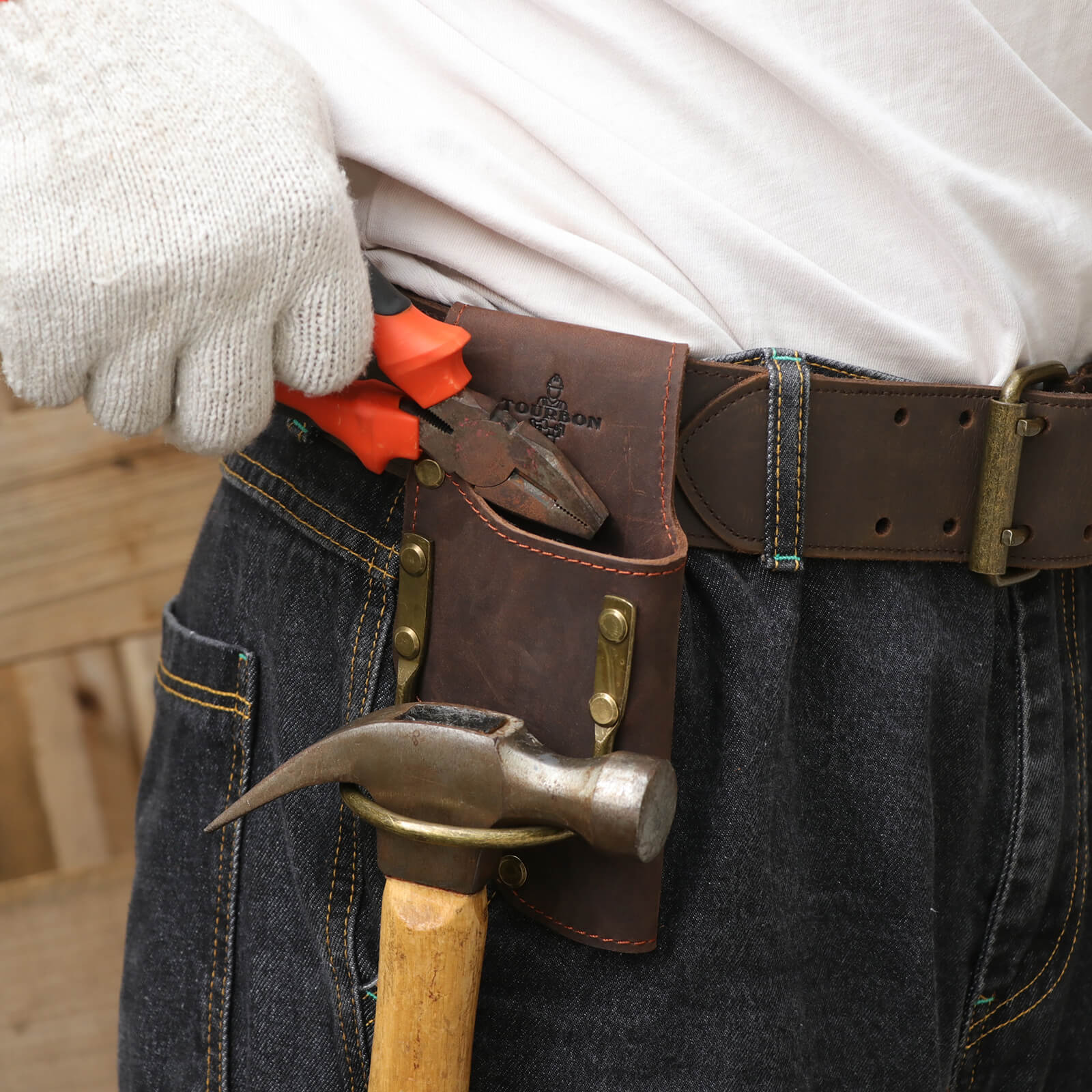 TOURBON Belt Tool Holder Plier Pouch Hammer Holster Loop