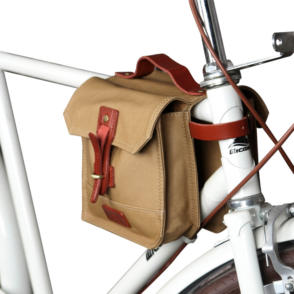 TOURBON Waterproof Canvas Bicycle Bike Front Top Tube Frame Pannier Bag