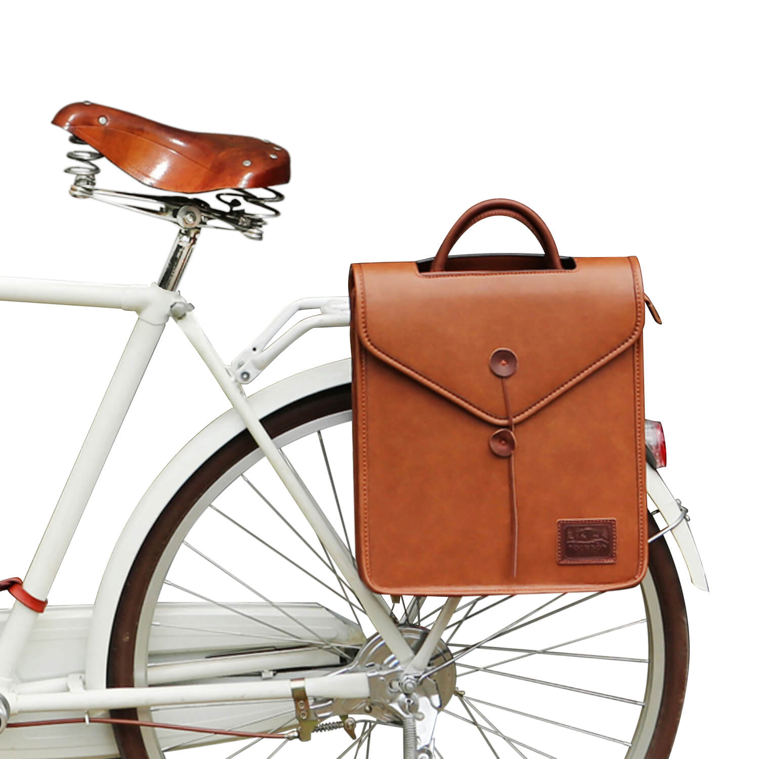 TOURBON Roll Top Backpack Vintage Canvas Bicycle Single Pannier Urban Style 