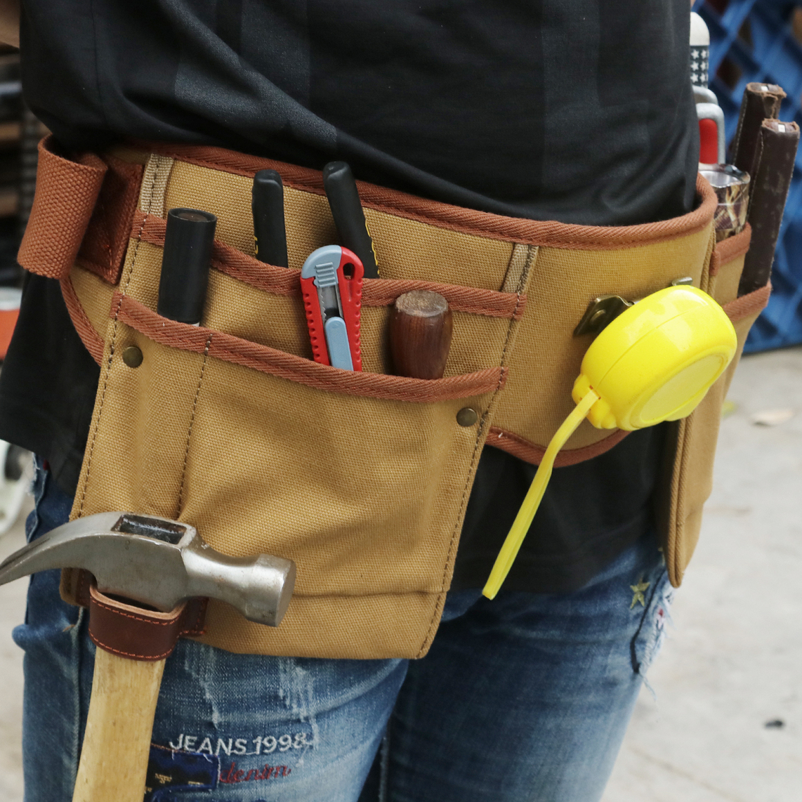 TOURBON Canvas Electrician Tool Belt Pouch Carpenter Construction